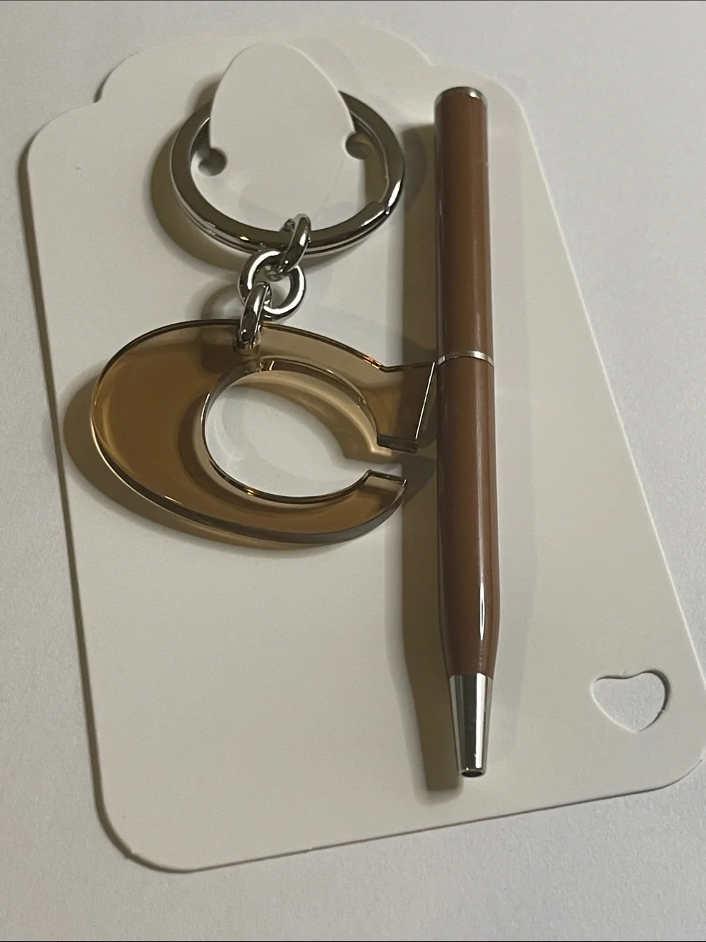 Coach Amber 'C' Acrylic Keychain with Brown Coach Pen